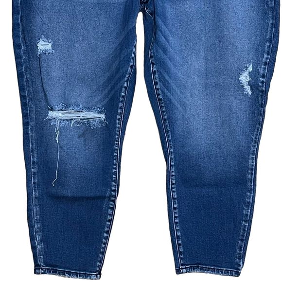 KanCan Women High Rise Curvy Fit Distressed Skinny Jean Blue Denim Dark Wash 22 - Picture 3 of 6